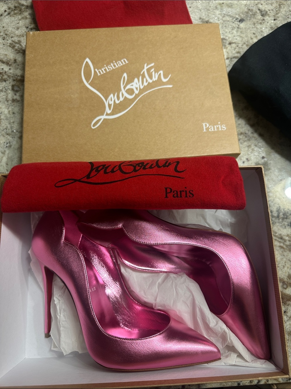 Christian Louboutin Hot Chick 100 Metallic Fuchsia Stiletto Pumps 39